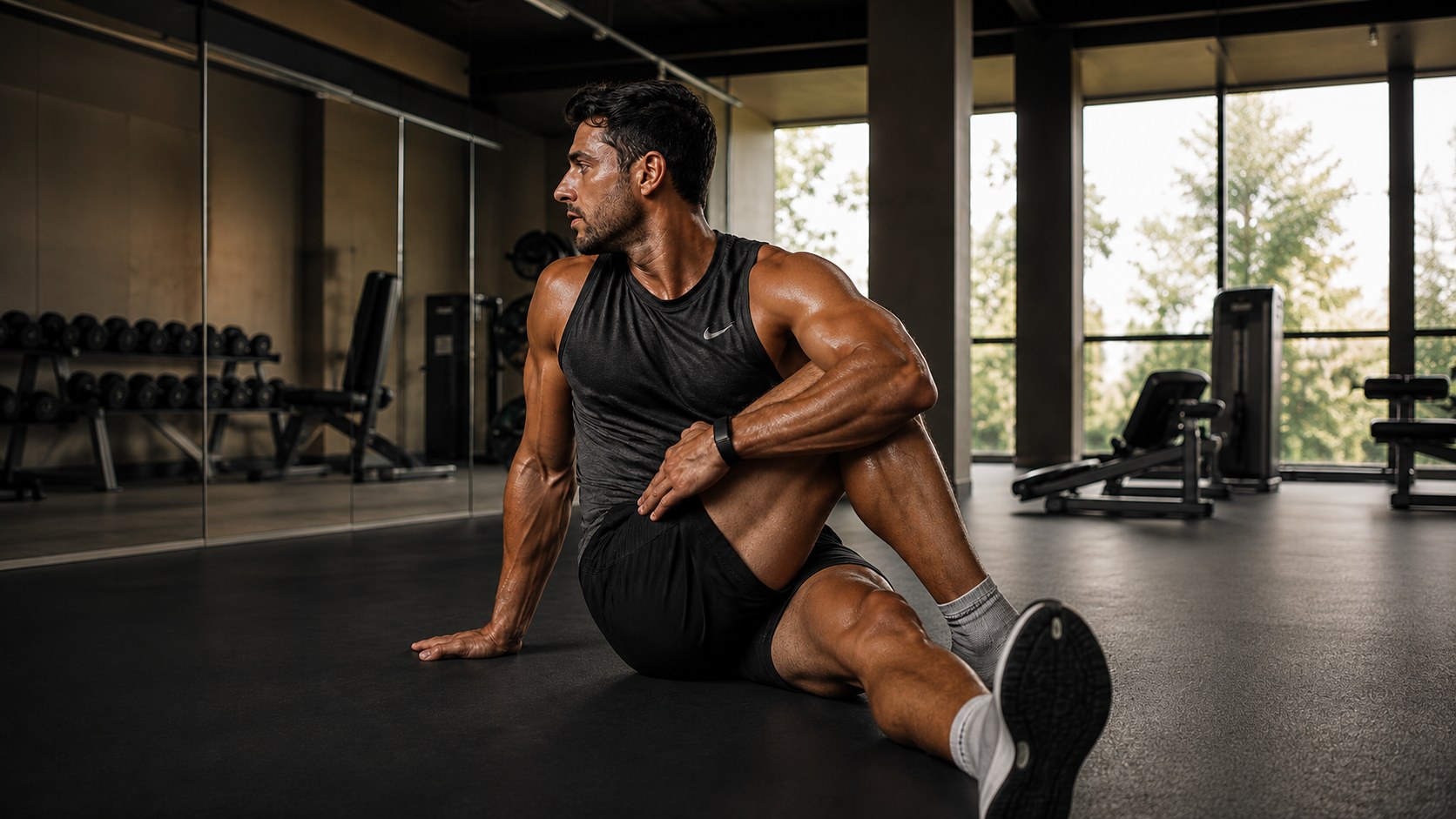 Athlete resting after training
